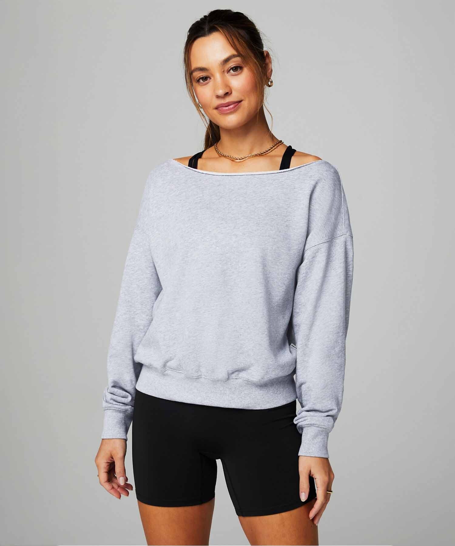 Polera Year Round Terry Off Shoulder Sweatshirt Mujer Classic Grey Heather