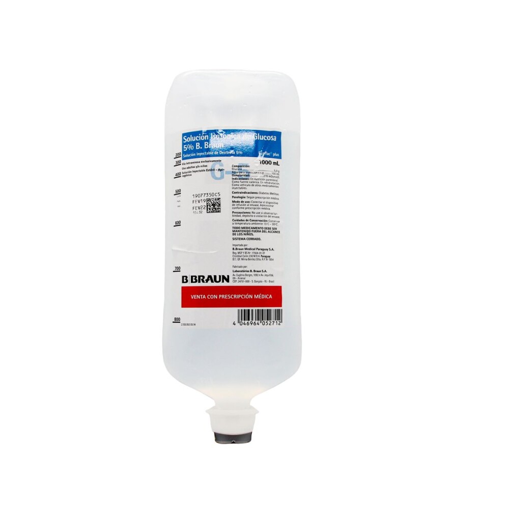 SUERO GLUCOS. 5% ECO BRAUN FR. X 1000 ML única