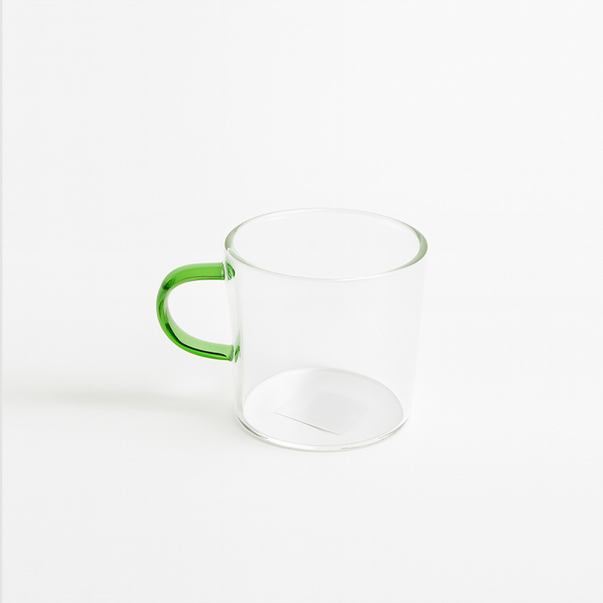 Taza de vidrio traslúcido con asa verde 5.5x5.5cm - Taza De Vidrio Traslúcido Con Asa Verde 5.5x5.5cm 