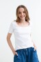 Remera m/c en rib cuello cuadrado BLANCO