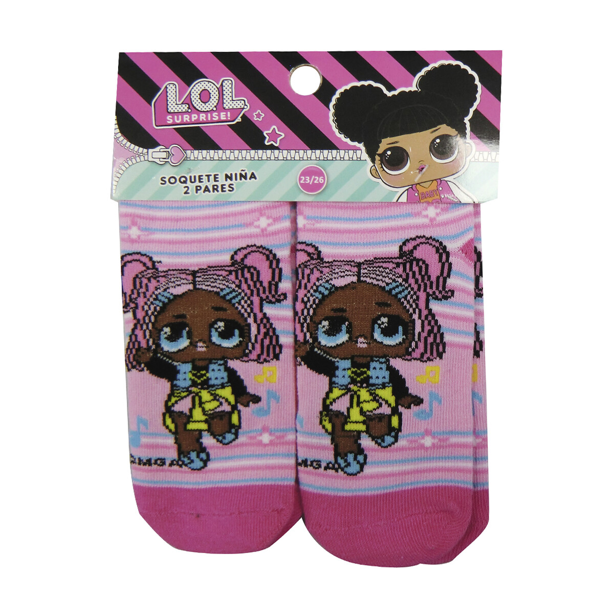 Pack x 2 Medias Soquetes Infantiles LOL Surprise Talle 19/30 