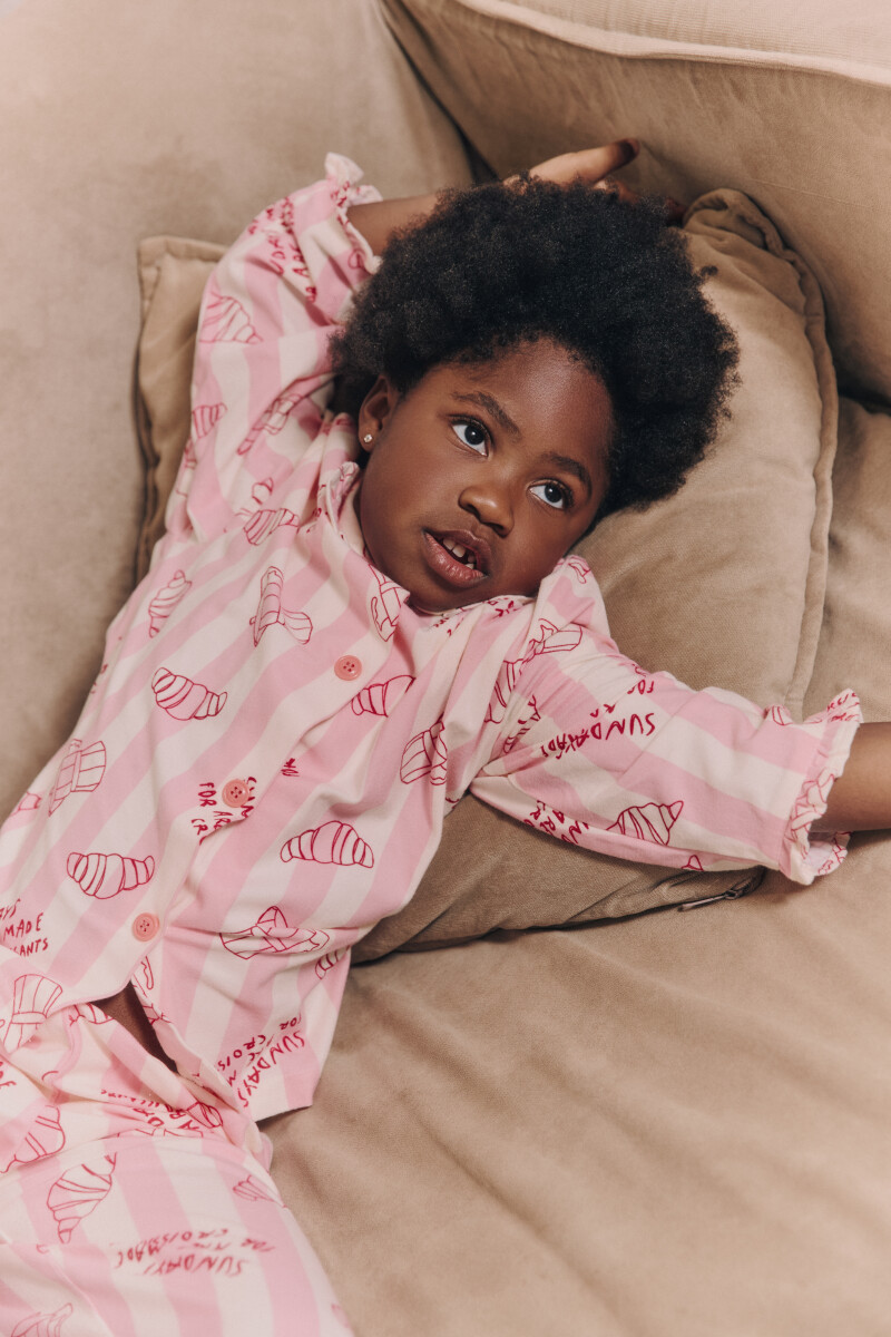 Pijama croissants flannel - Rosado 