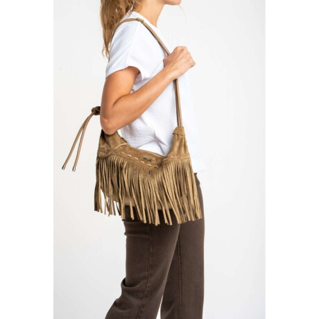 Cartera Flecos Gamuza Vegana Camel