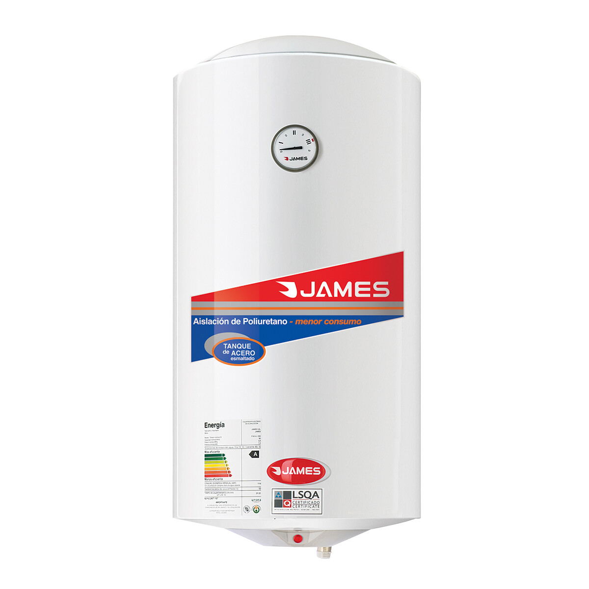 Termotanque Calefón James 80l Acero 037 - TERMOTANQUE JAMES 80L ACERO 037 