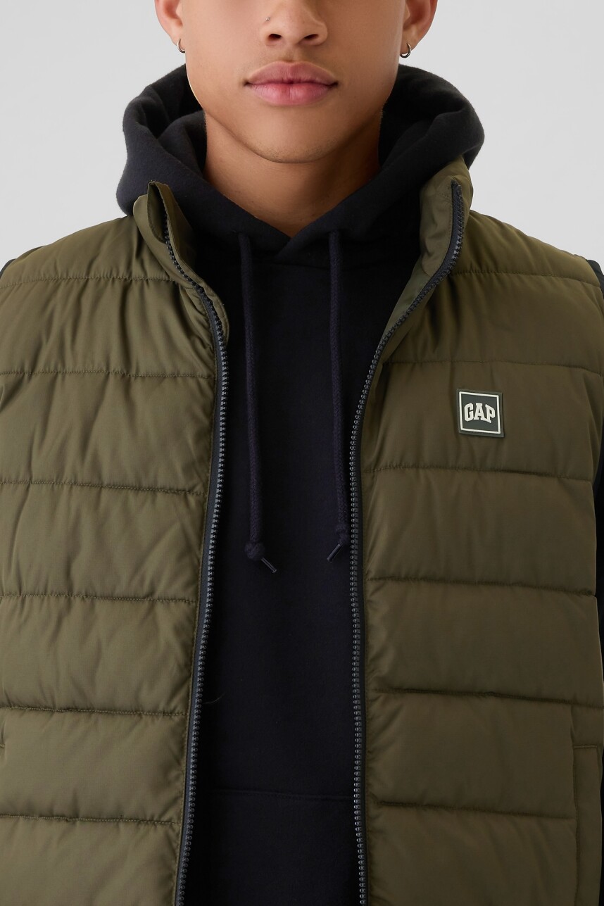 Chaleco Logo Gap Puffer Hombre Olive Night