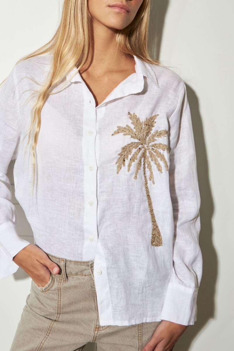Camisa Bordada Palm - Blanca 