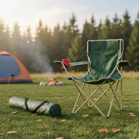 Silla Plegable Infantil 50kg Reforzada Con Portavaso Y Funda Verde