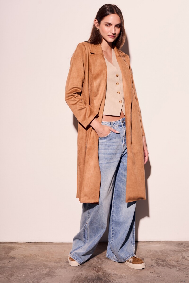 Trench Gamuza Cuero Vegano Beige
