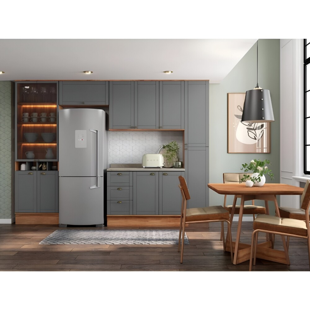 Bajo Mesada 3 Cajones + 2 Puertas (Con Tapa) - Linea Americana Gris