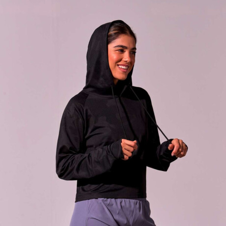 Abrigo Hoody Mesh Crhistie de Mujer Negro