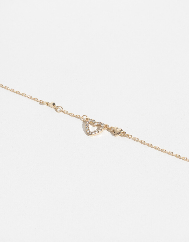 Pulseras Flexibles Strass Pulsera Con Corazón - Dorado