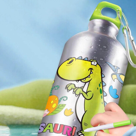 Botella Caramañola Acero Personaliza. C/ Marcadores Verde