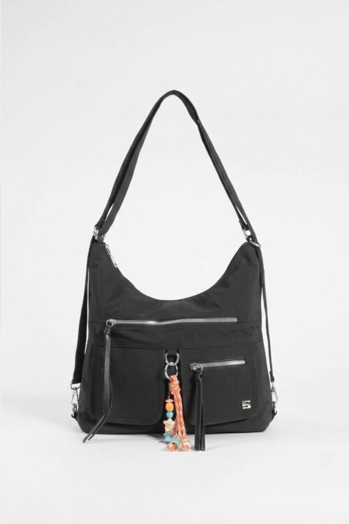 Hobo mochila con llavero removible negro