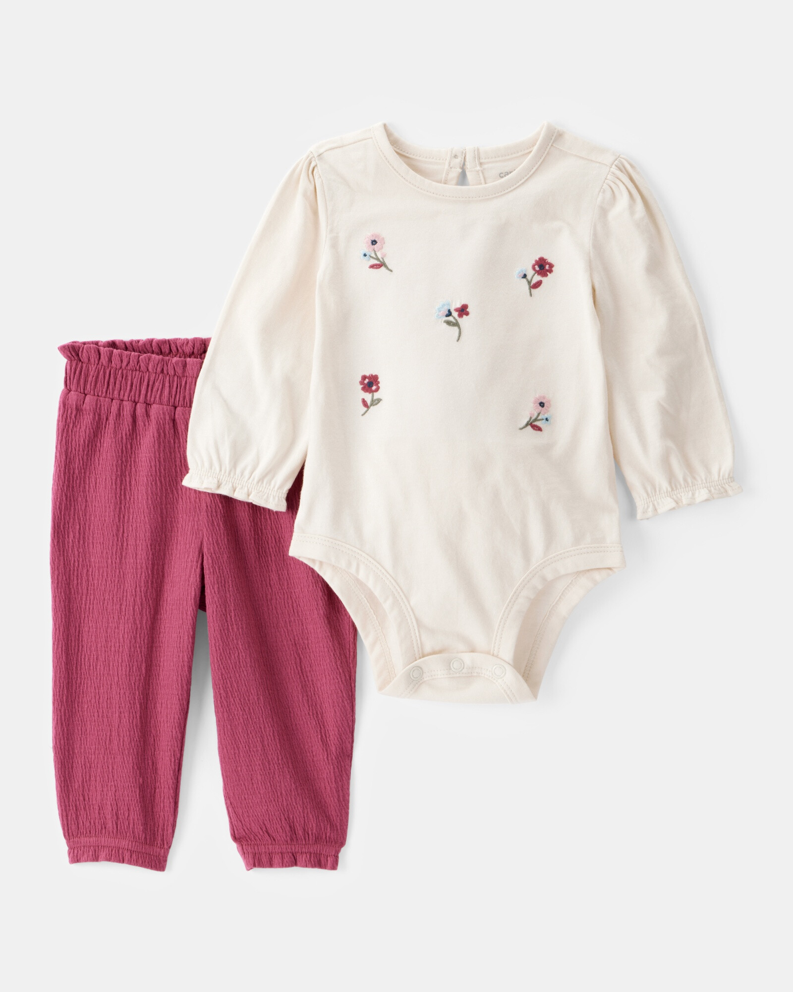 Set dos piezas, pantalón de jersey arrugado y body de algodón Set dos piezas, pantalón de jersey arrugado y body de algodón
