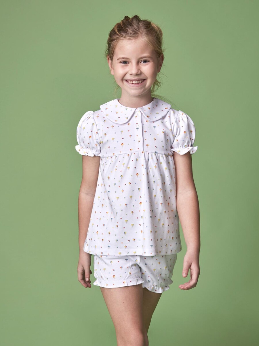 Pijama Estampado Helados Blanco