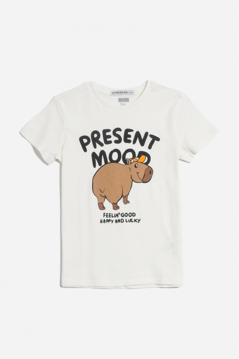 T-shirt manga corta con diseño - Blanco 