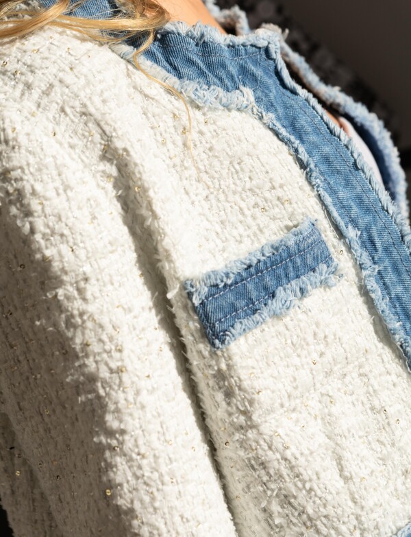 Chaqueta Tweed & Denim BLANCO/MULTI