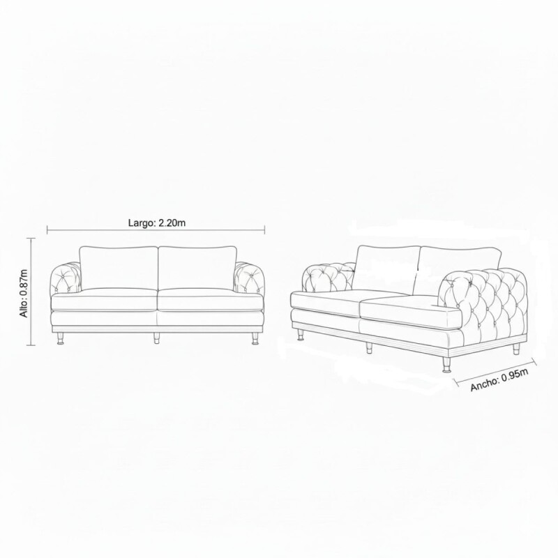 SOFA FLORENCIA CON CAPITONE 3C 305540 DISCONT Unica