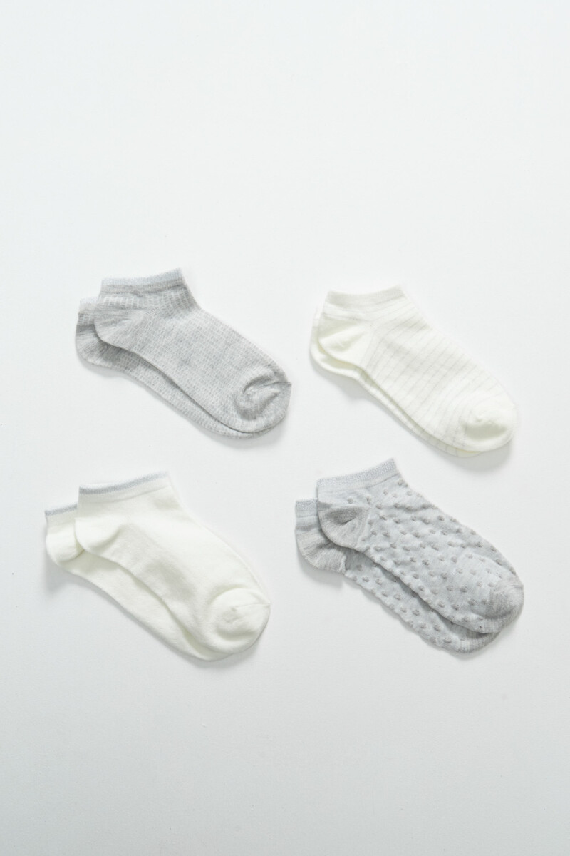 Pack x4 medias soquete - Lurex Gris 
