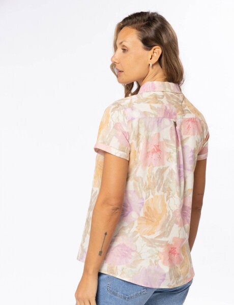 CAMISA DE LINO ESTAMPADA Rosa