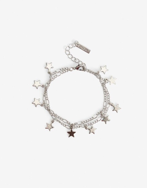 Pulseras Flexibles Metal Pulsera Con Estrellitas - Plateado Rodio