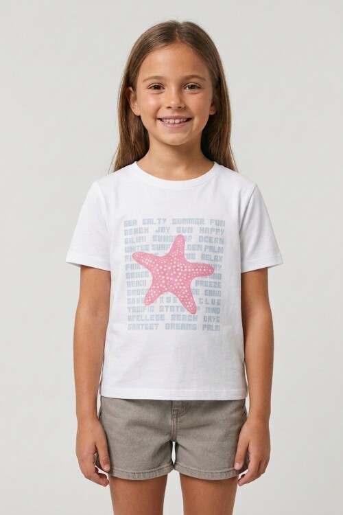 Remera m/c estampada Starfish BLANCO
