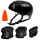 Set Protección Rodilleras Coderas Muñequeras + Casco Negro