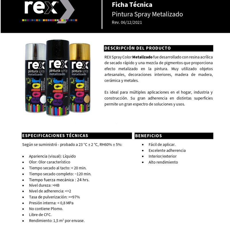 Pintura Aerosol Spray Colores Metalizados Secado Rápido Cromo