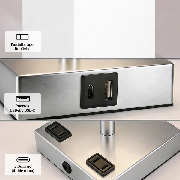 Lámpara de Mesa Touch IMBACK IBK-ILU013 | Con USB-C, USB-A y Enchufes | Moderna y Funcional Blanco Lámpara de Mesa Touch IMBACK IBK-ILU013 | Con USB-C, USB-A y Enchufes | Moderna y Funcional Blanco
