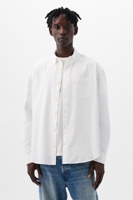 Camisa Oxford Big Shirt Hombre Optic White V6