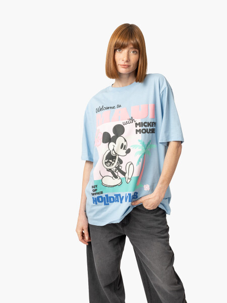 REMERA MICKEY HOLIDAY VIBES CELESTE