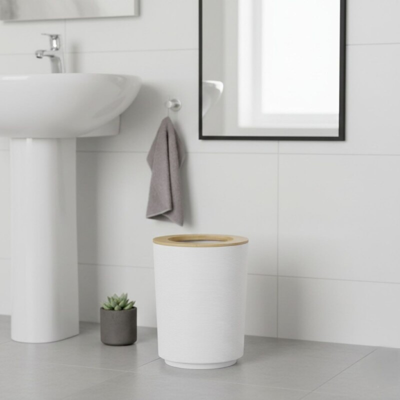 BASURERO PLAST BLANCO/BAMBU 20X26CM Unica