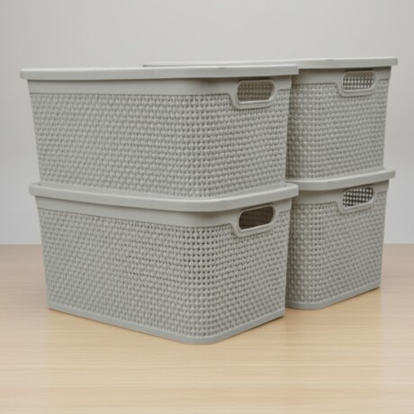 Set x4 Caja simil ratán 15 lts CAPPUCCINO