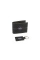 Set billetera y llavero con detalle en guarda pampa Negro