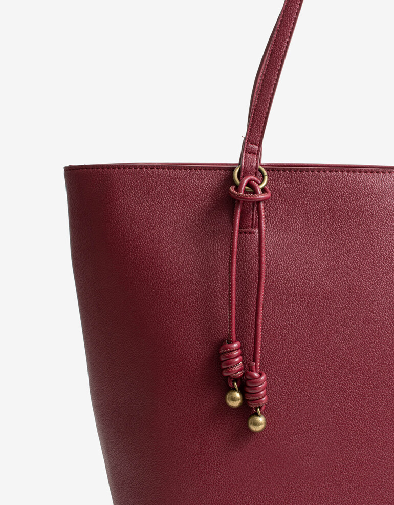 Shopper Shopper Doble Asa Con Charm - Rojo Oscuro