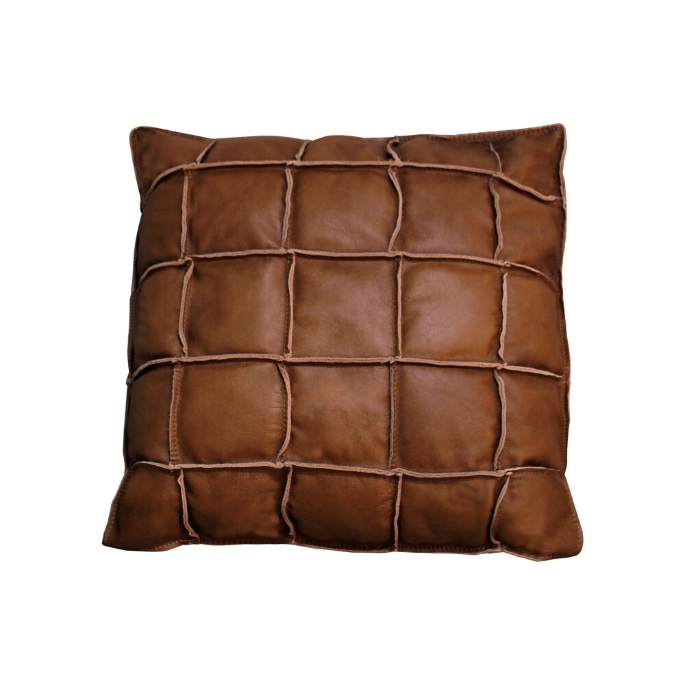 Almohadón Cuero - 48x48cm - Fio Marrón