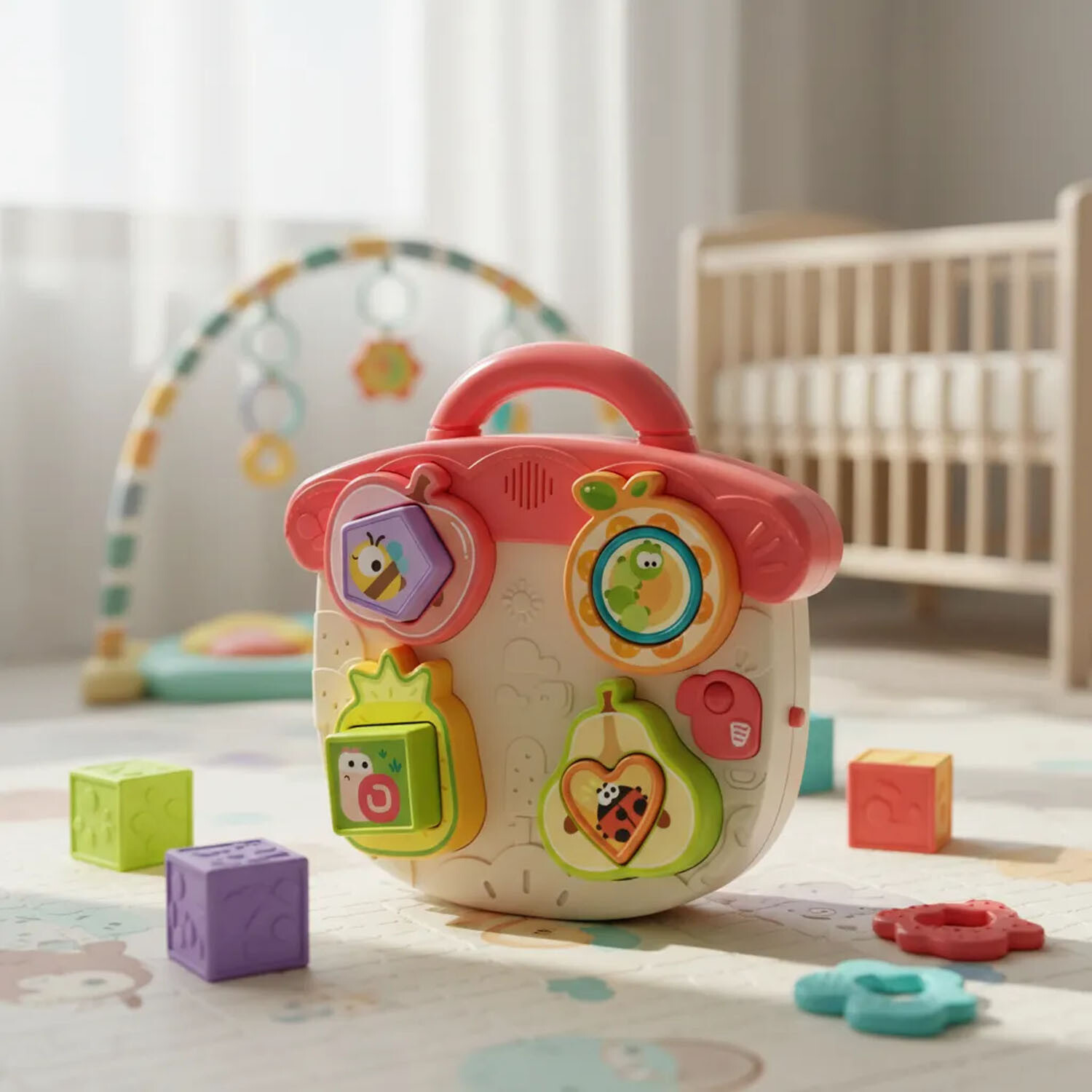 Teléfono De Actividades TACHAN Con Luces, Sonidos Y Espejo – Plegable, Con Colgador, Para Bebés De 6 Meses En Adelante