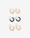 Aros Argollas Set Color Aros Argollas Set Black - Dorado