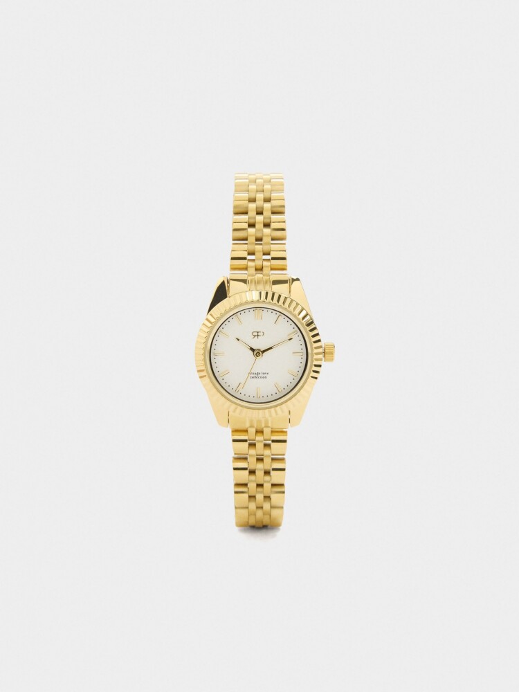 Reloj Con Pulsera De Acero Inoxidable dorado
