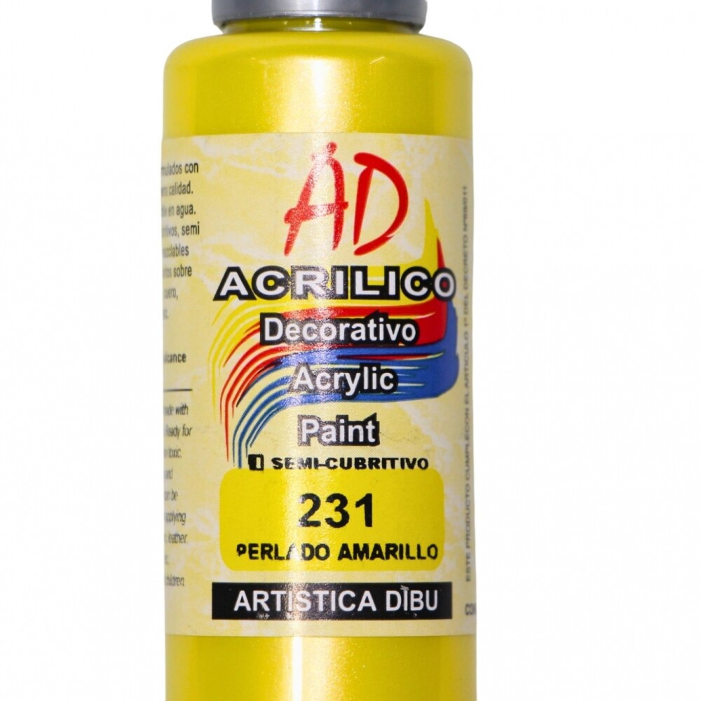 PINTURA ACRILICA ARTISTICA DIBU 60 ML. DIFERENTES COLORES COLOR PERLADO AMARILLO 231