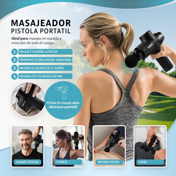Masajeador 12 Cabezales Pistola Inalambrico Portatil Corporal Motor Profesional MSJ007 Masajeador 12 Cabezales Pistola Inalambrico Portatil Corporal Motor Profesional MSJ007