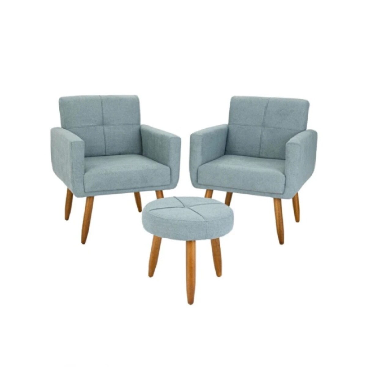 Conjunto Decorativo 492 Dallas 2 Poltronas + Puff Celeste 