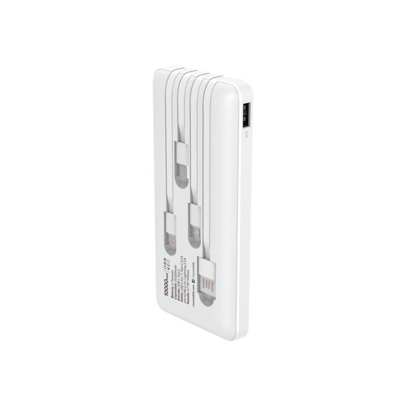 Power bank 10.000 mAh 4 Tips color blanco Power Bank 10.000 Mah 4 Tips Color Blanco