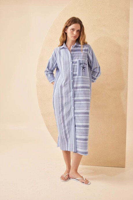 VESTIDO CAMISERO SAILOR CELESTE