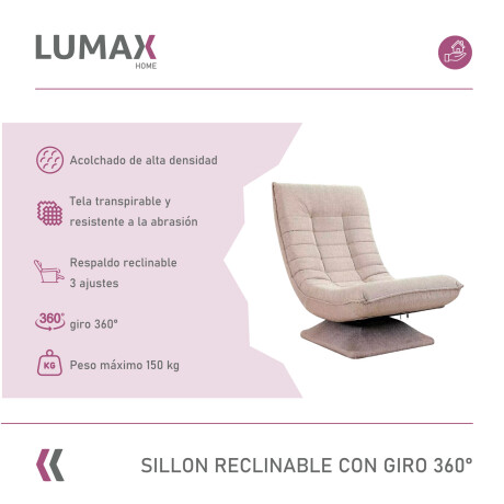 Sillón Reclinable 1 Cuerpo Giratorio 360º Nobby Beige