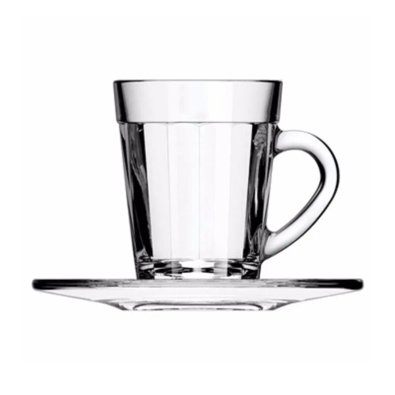 Taza de Café Espresso con Platillo de Vidrio 90 ml Americano AMERICANO TAZA EXPRESSO C/PLATILLO - 90 ML
