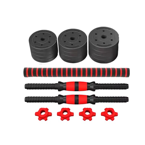 Set Mancuernas Ajustable Regulables 20kg Juego Kit 3 En 1 Disco Pesa Barra Imback Color Negro Y Rojo Set Mancuernas Ajustable Regulables 20kg Juego Kit 3 En 1 Disco Pesa Barra Imback Color Negro Y Rojo