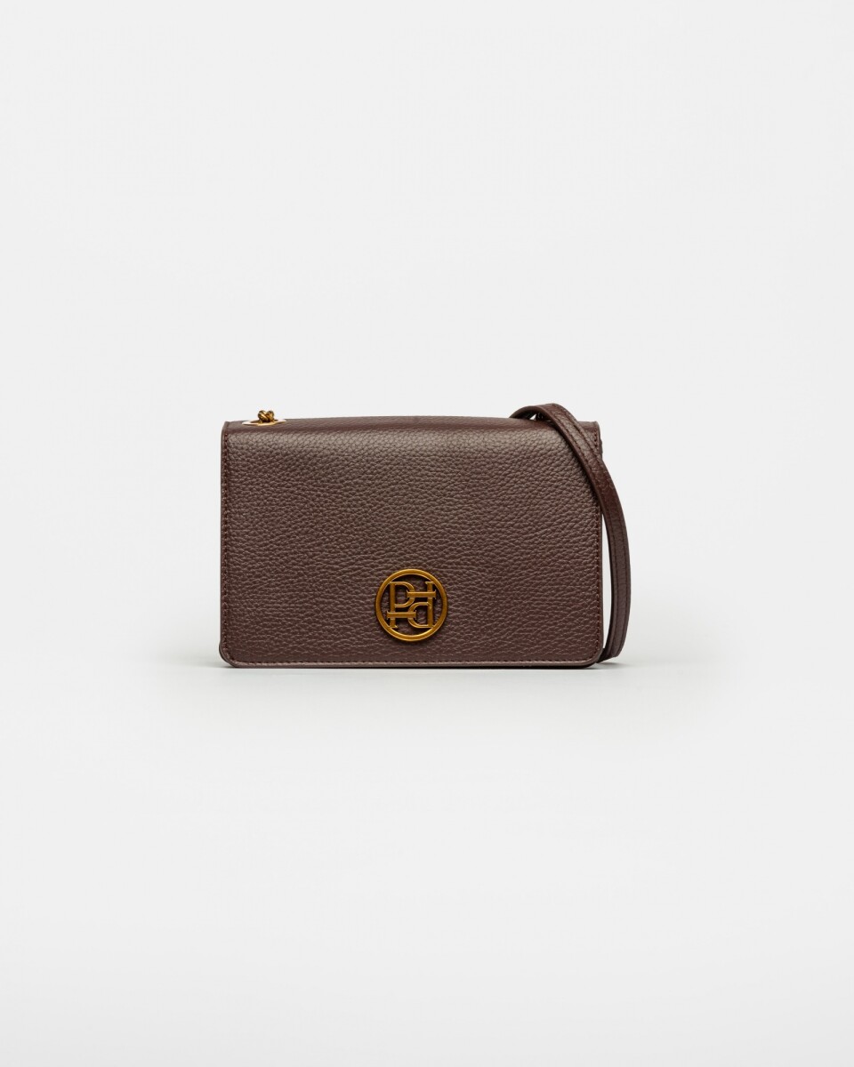 Bandolera Lola En Efecto Cuero Graneado - Marron 