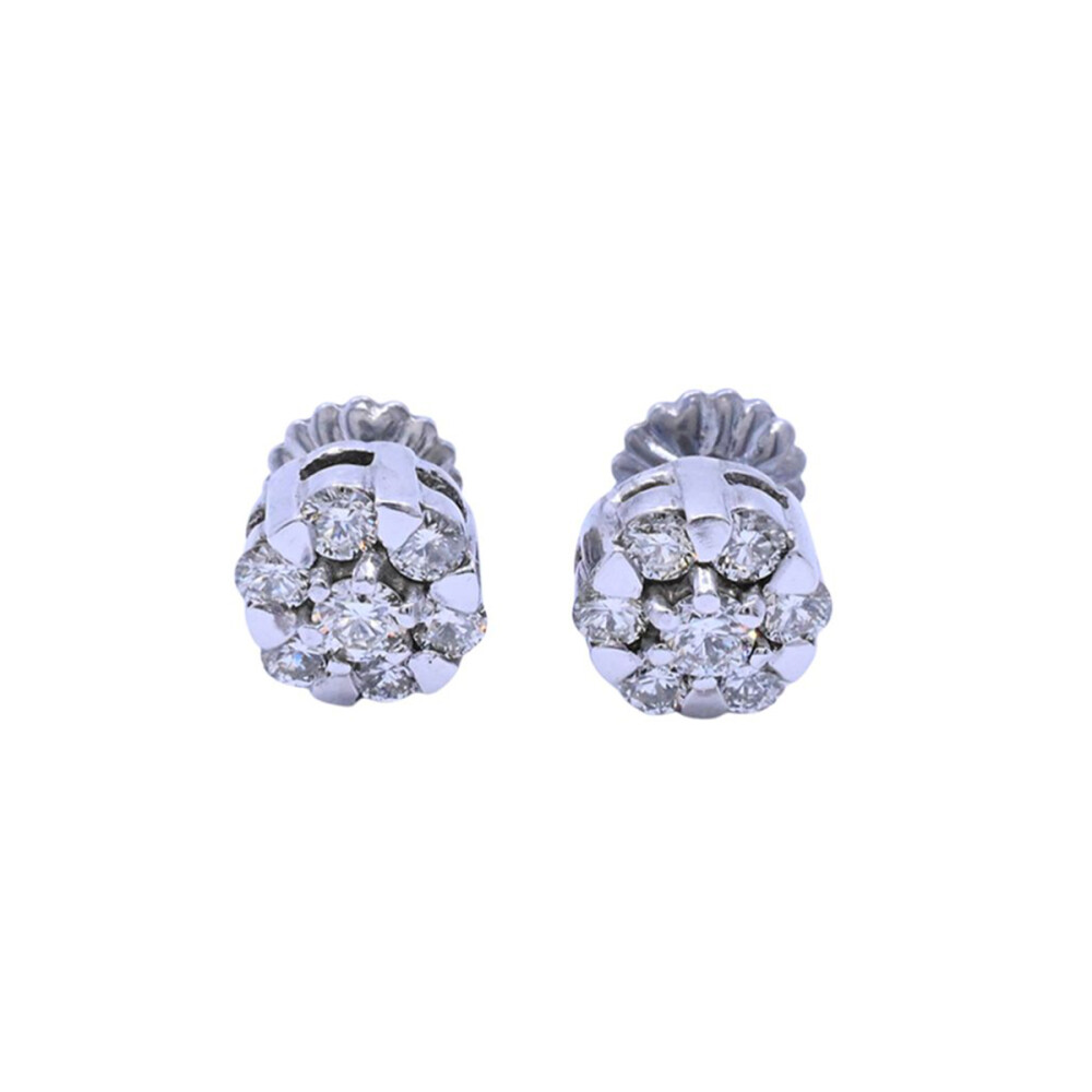 Caravanas oro 18k blanco con brillantes. Caravanas oro 18k blanco con brillantes.