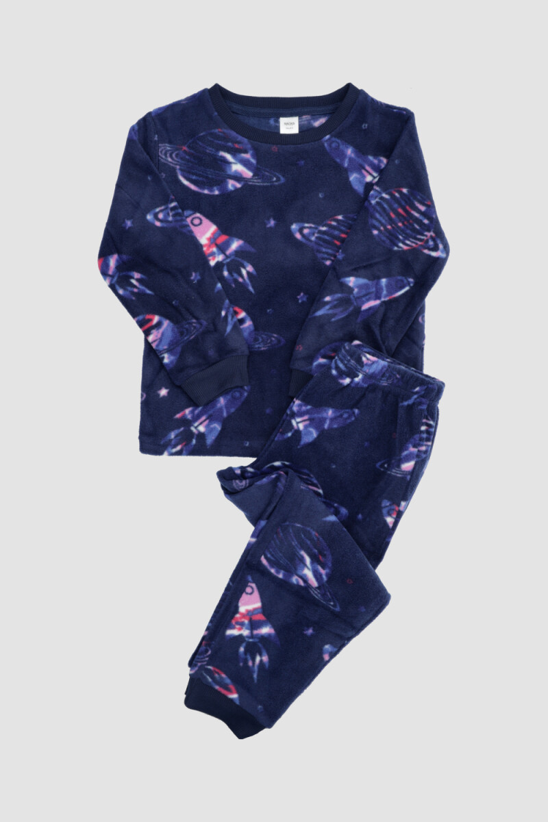 Pijama infantil polar cohetes Azul